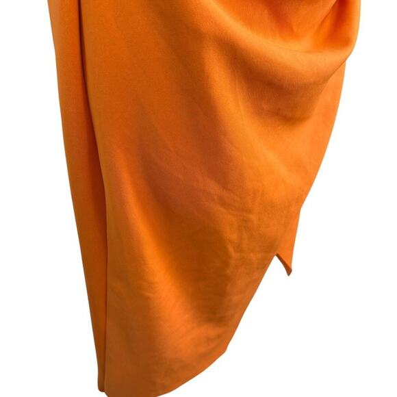 Asos Design Womens Orange Ruched Off The Shoulder Puff Sleeve Sheath Dress sz 10 - Picture 2 of 16